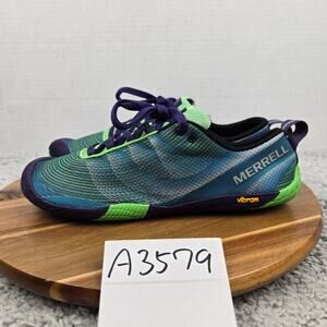 Merrell Women 9.5 Vapor Glove 2 Bright Green Purple Minimalist Road Running Shoe